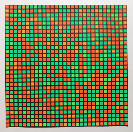 Screenprint Morellet - Chartres vert orange
