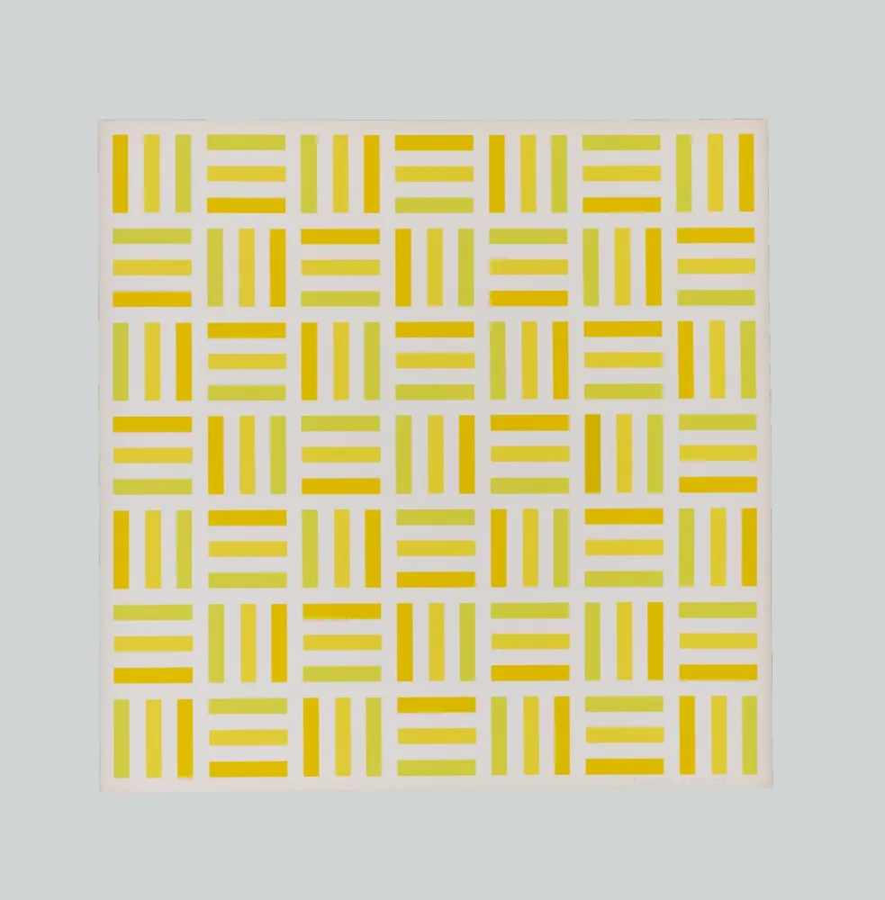 Screenprint Morellet - Tirets jaunes,jaunes-verts,jaunes orange