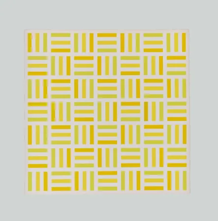 Screenprint Morellet - Tirets jaunes,jaunes-verts,jaunes orange