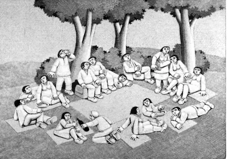 Woodcut Morena - La scampagnata