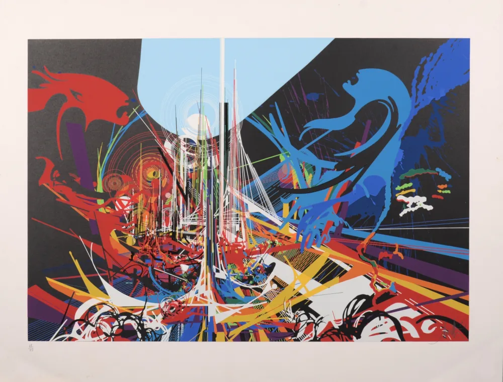 Screenprint Moretti - Rimbaud Illuminations - La Ville, 1981 - Hand-signed!