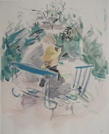 Lithograph Morisot - Famille sur un banc