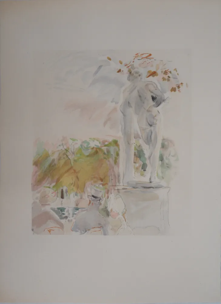 Lithograph Morisot - Sculptures au Au Jardin des Tuileries