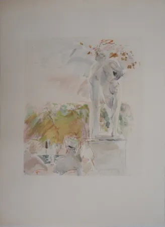 Lithograph Morisot - Sculptures au Au Jardin des Tuileries