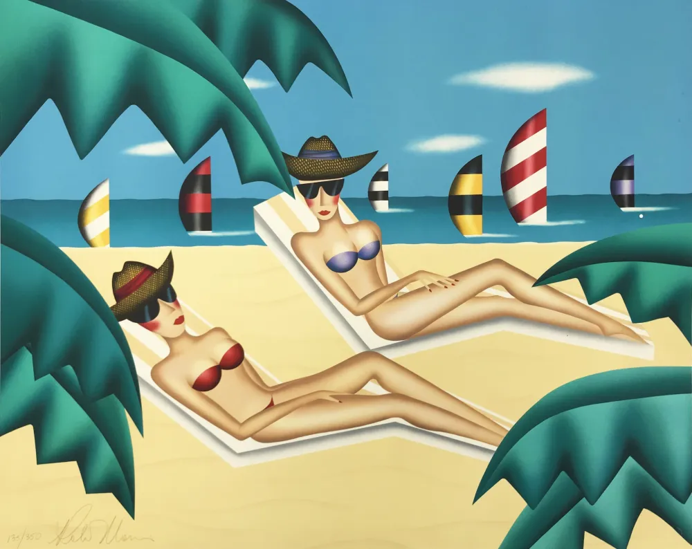 Lithograph Morris - SUNBATHERS