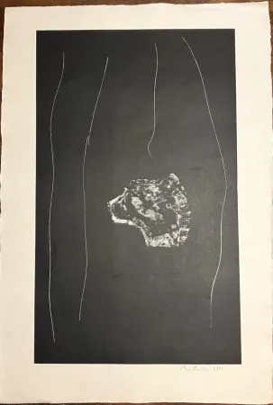 Lithograph Motherwell - Soot - Black Stone