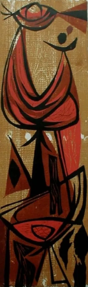 Woodcut Moy - Girl Juggling