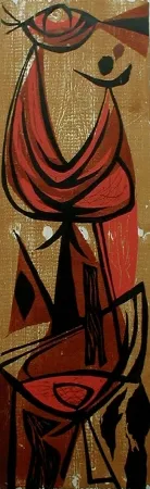 Woodcut Moy - Girl Juggling