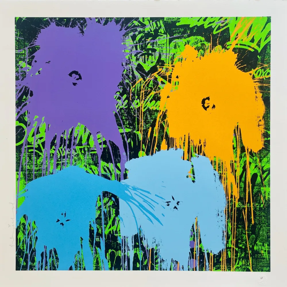 Screenprint Mr Brainwash - Flowarh$ (Variation Blue)