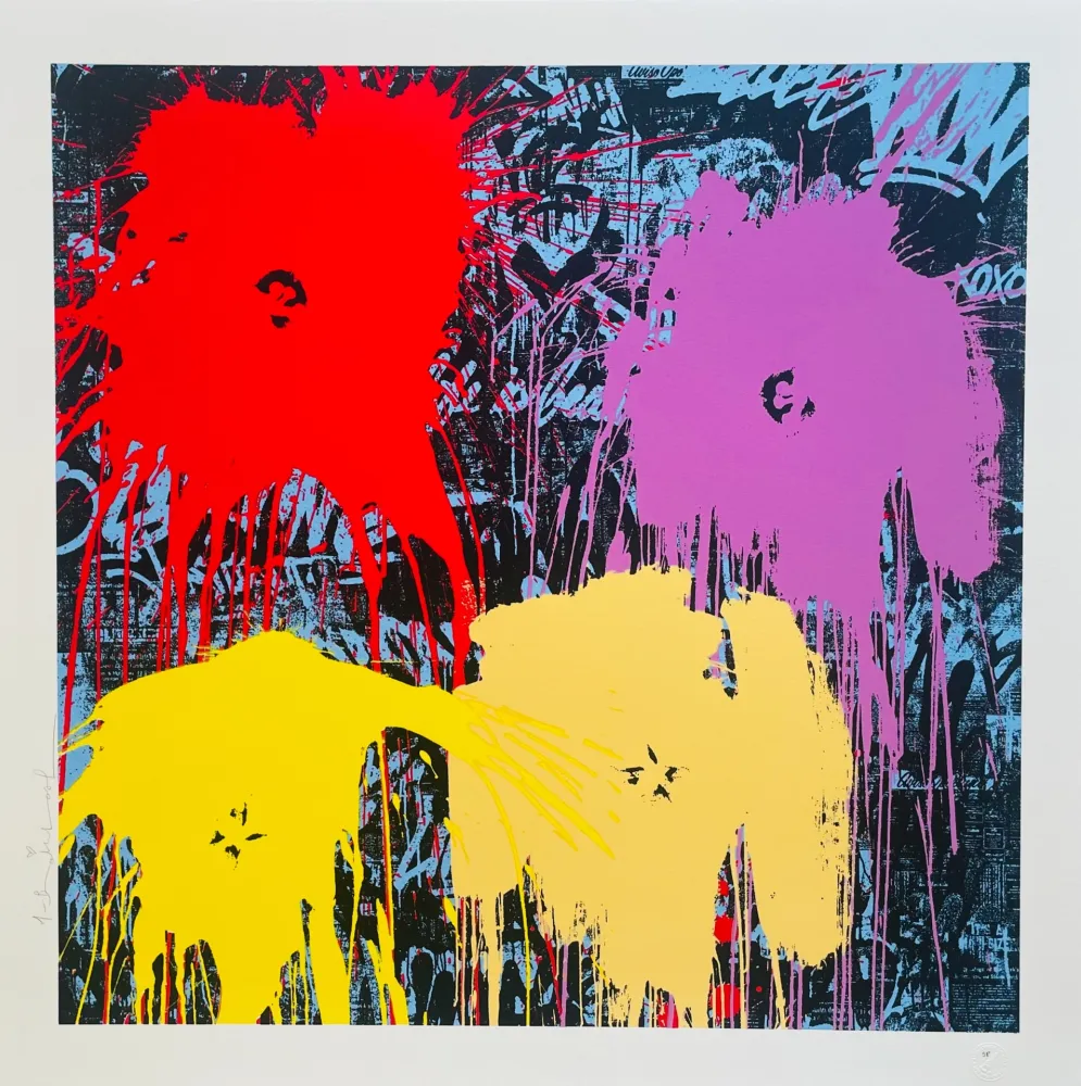 Screenprint Mr Brainwash - Flowarh$ (Variation Red)