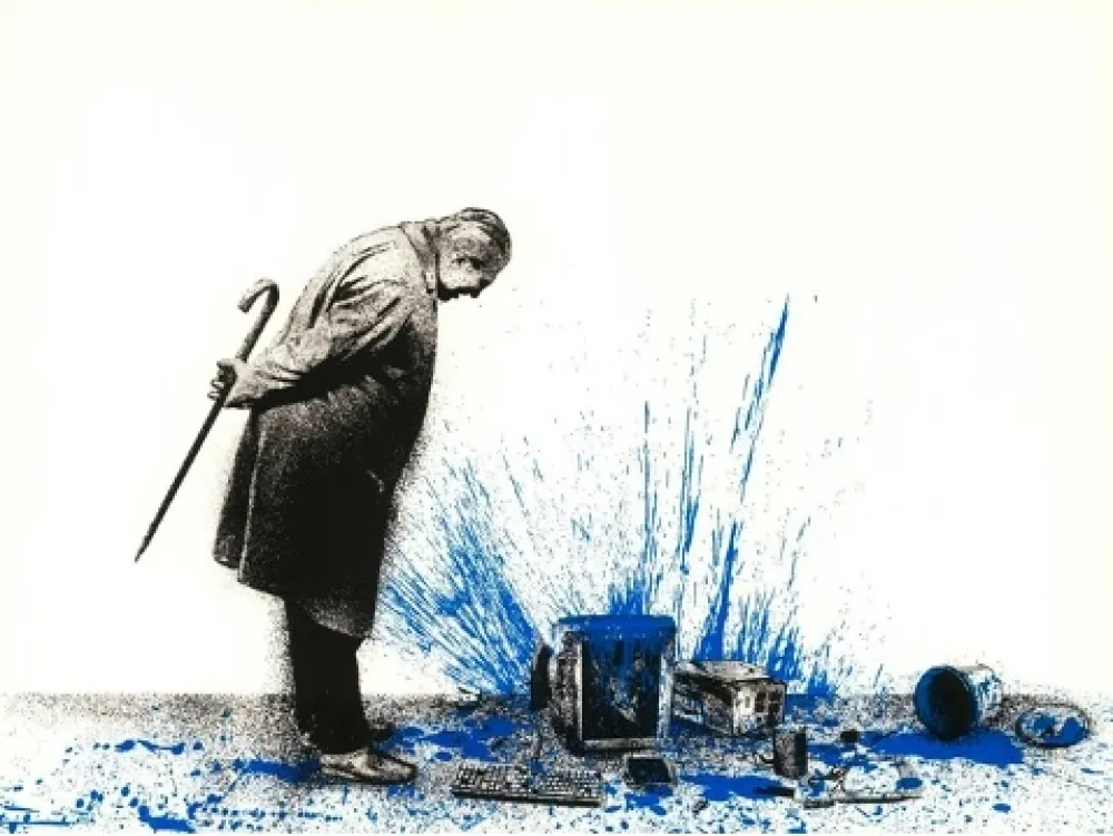 Screenprint Mr Brainwash - Glitch - Blue, 2018  