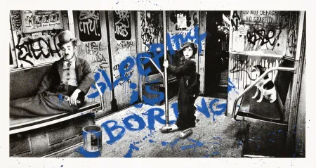 Screenprint Mr Brainwash - Sleeping is boring - Blue