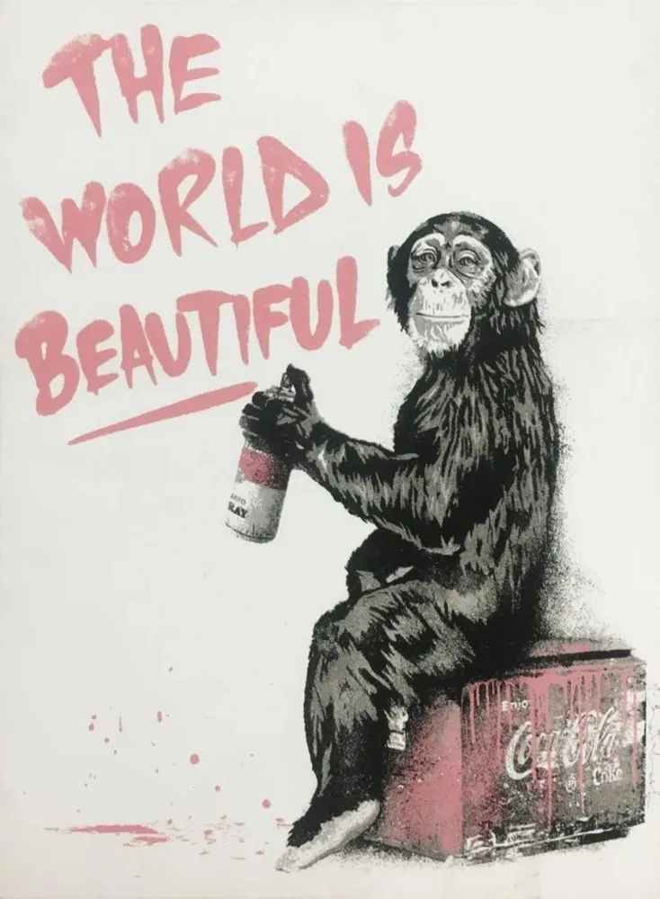 Screenprint Mr. Brainwash - The World is Beautiful (Pink)