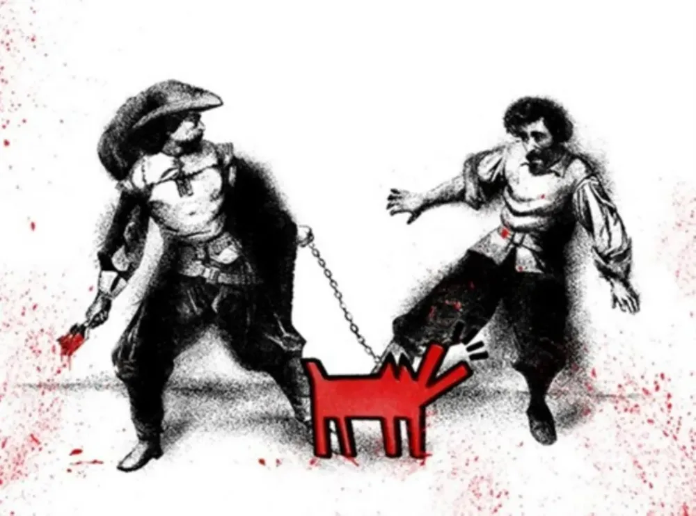 Screenprint Mr Brainwash - Watch Out! (Large Red)