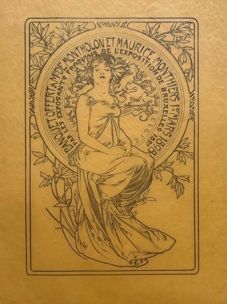 Lithograph Mucha - Banquet offert à Mr De Montholon et Maurice Monthiers, 1er mars 1898