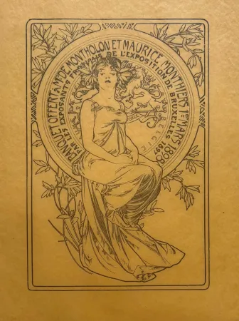 Lithograph Mucha - Banquet offert à Mr De Montholon et Maurice Monthiers, 1er mars 1898