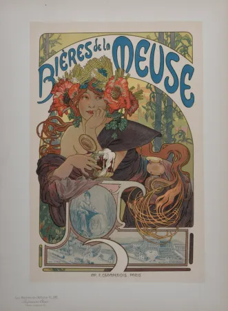 Lithograph Mucha - Bières de la Meuse, Les Maîtres de l'Affiche, 1899