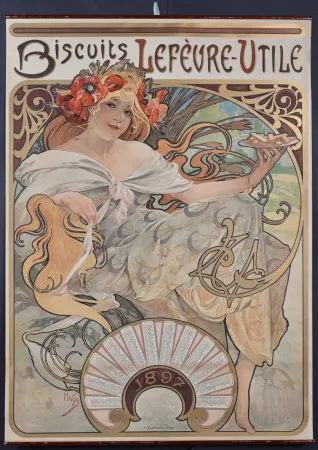 Lithograph Mucha - Biscuits Lefèvre-Utile, 1896