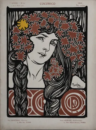Lithograph Mucha - Cocorico, 1902 -  Scarce edition!