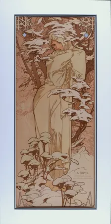 Lithograph Mucha - Hiver, 1897 - Framed!