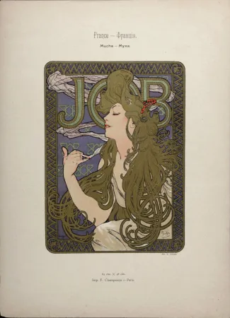 Lithograph Mucha - Job, 1897 - Scarce original lithograph with gold ink!