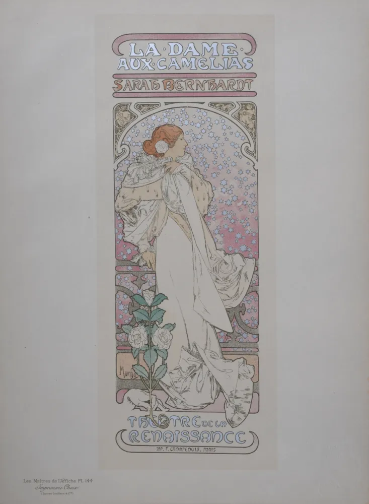 Lithograph Mucha - La Dame aux Camélias (Sarah Bernhardt) - Les Maîtres de l'Affiche, 1898