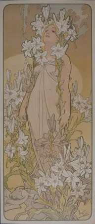 Lithograph Mucha - Les Fleurs Iris
