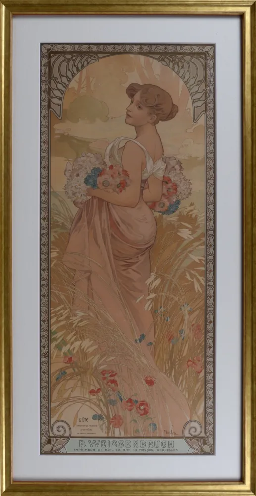 Lithograph Mucha - The Seasons : Summer, circa 1903