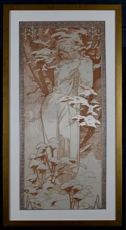 Lithograph Mucha - The Seasons : Winter, 1900