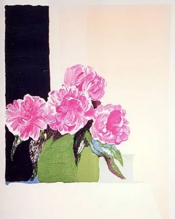 Lithograph Muhl - Pivoines