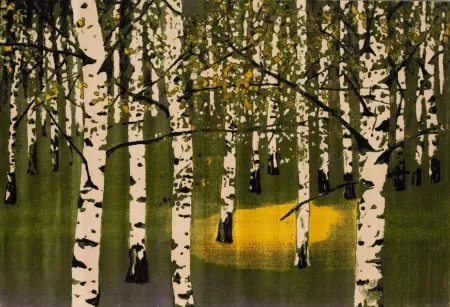 Lithograph Muller - Birkenwald IV