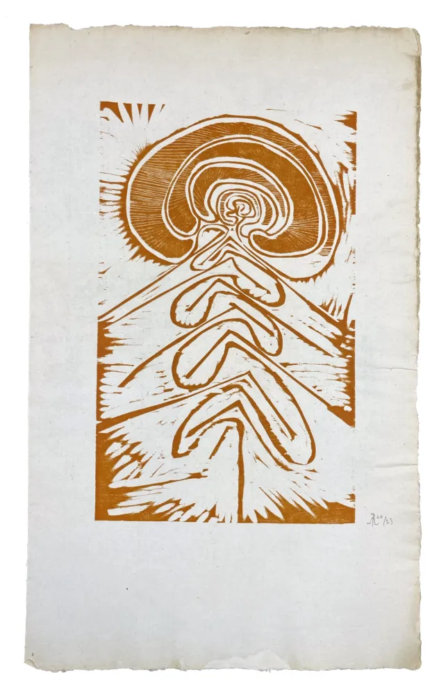 Woodcut Müller - UNE FLEUR (ESQUISSE XXII)