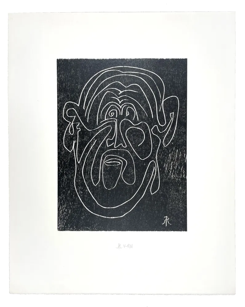 Woodcut Müller - VISAGE VIII (LUI) (a)