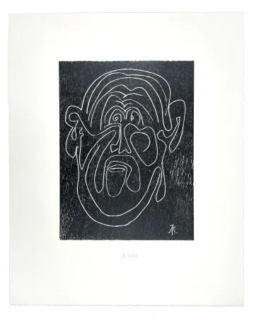Woodcut Müller - VISAGE VIII (LUI) (a)
