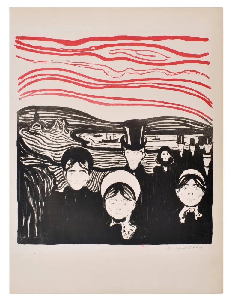 Woodcut Munch - Le soir