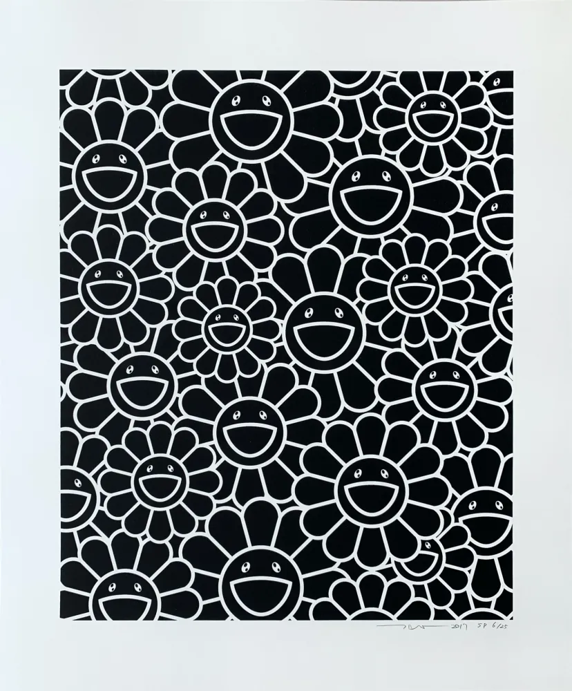 Screenprint Murakami - Black Flowers
