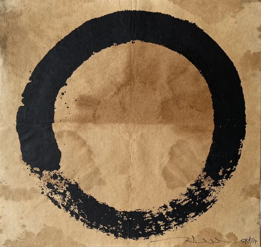 Screenprint Murakami - Coffee Zen Enso: Black
