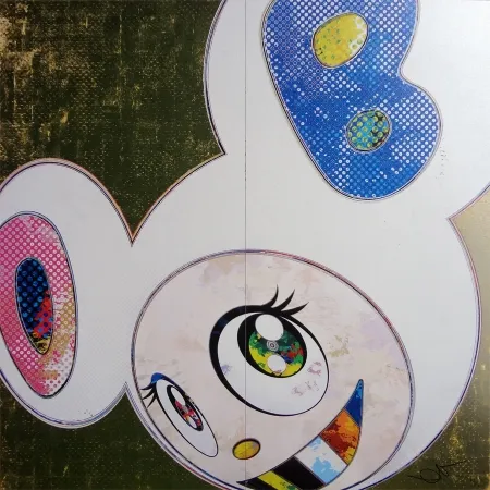 Lithograph Murakami - DOB in pure white robe (pink & blue)