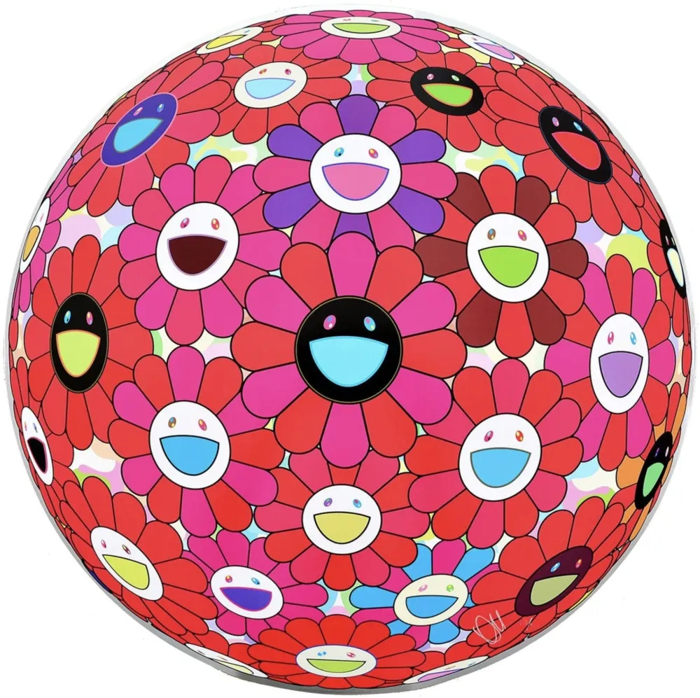 Lithograph Murakami - Flower ball - Burning blood