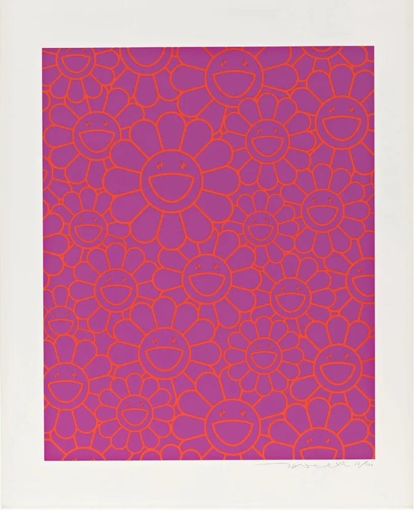 Screenprint Murakami - October Story (Lavender Orange Flowers)