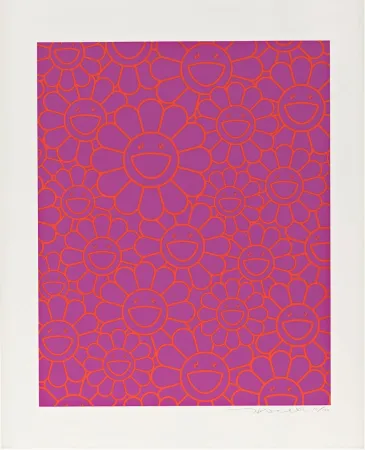 Screenprint Murakami - October Story (Lavender Orange Flowers)