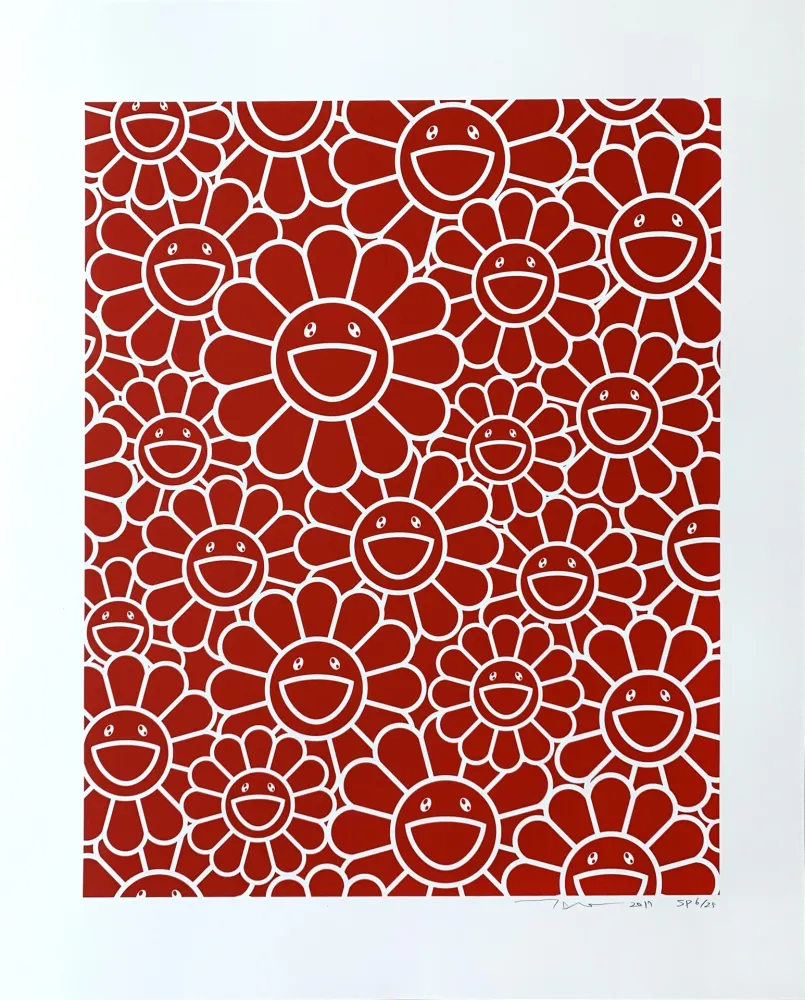 Screenprint Murakami - Red Flowers