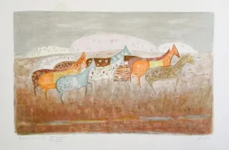 Lithograph Music - Cavalli que passano 