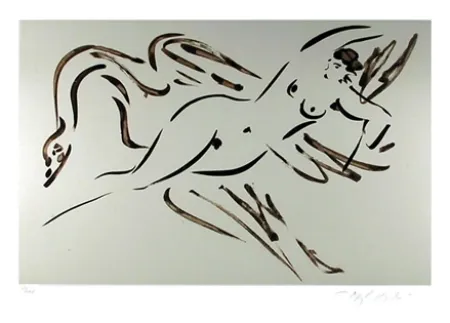 Etching Nakian - Leda and the Swan - 2