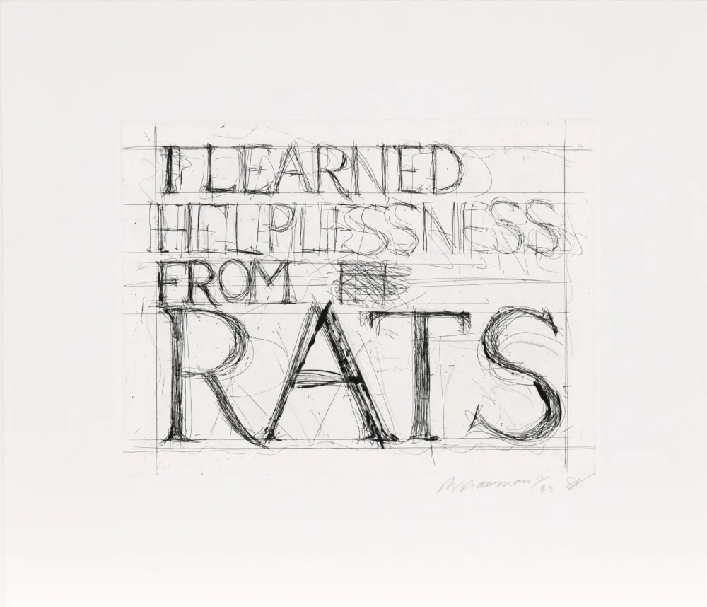 Engraving Nauman - I Learned Helplessness from Rats