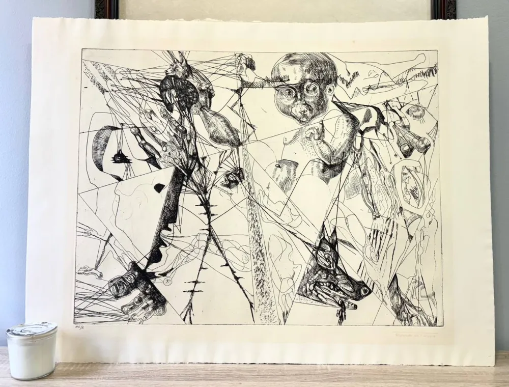 Etching Neizvestny - To Ivan Petrovich Pavlov, Dedicated (Hommage aux Prix Nobel)