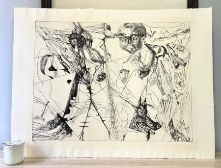 Etching Neizvestny - To Ivan Petrovich Pavlov, Dedicated (Hommage aux Prix Nobel)