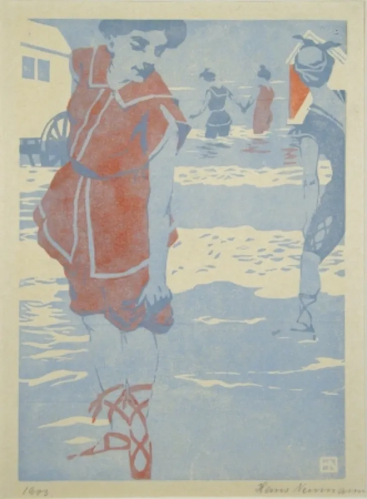 Woodcut Neumann - Badefreuden (Bathing Fun)