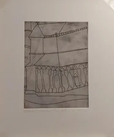 Etching Nicholson - FRAGMENT OF TUSCAN CATHEDRAL  (1966)