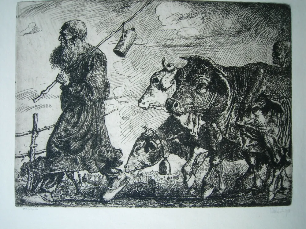 Etching Nicklas - Alter Hirte